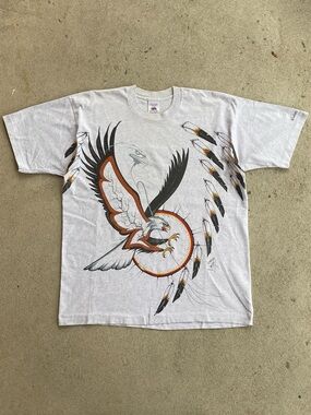 90s Vintage AOP Eagle Native Tee Shirt